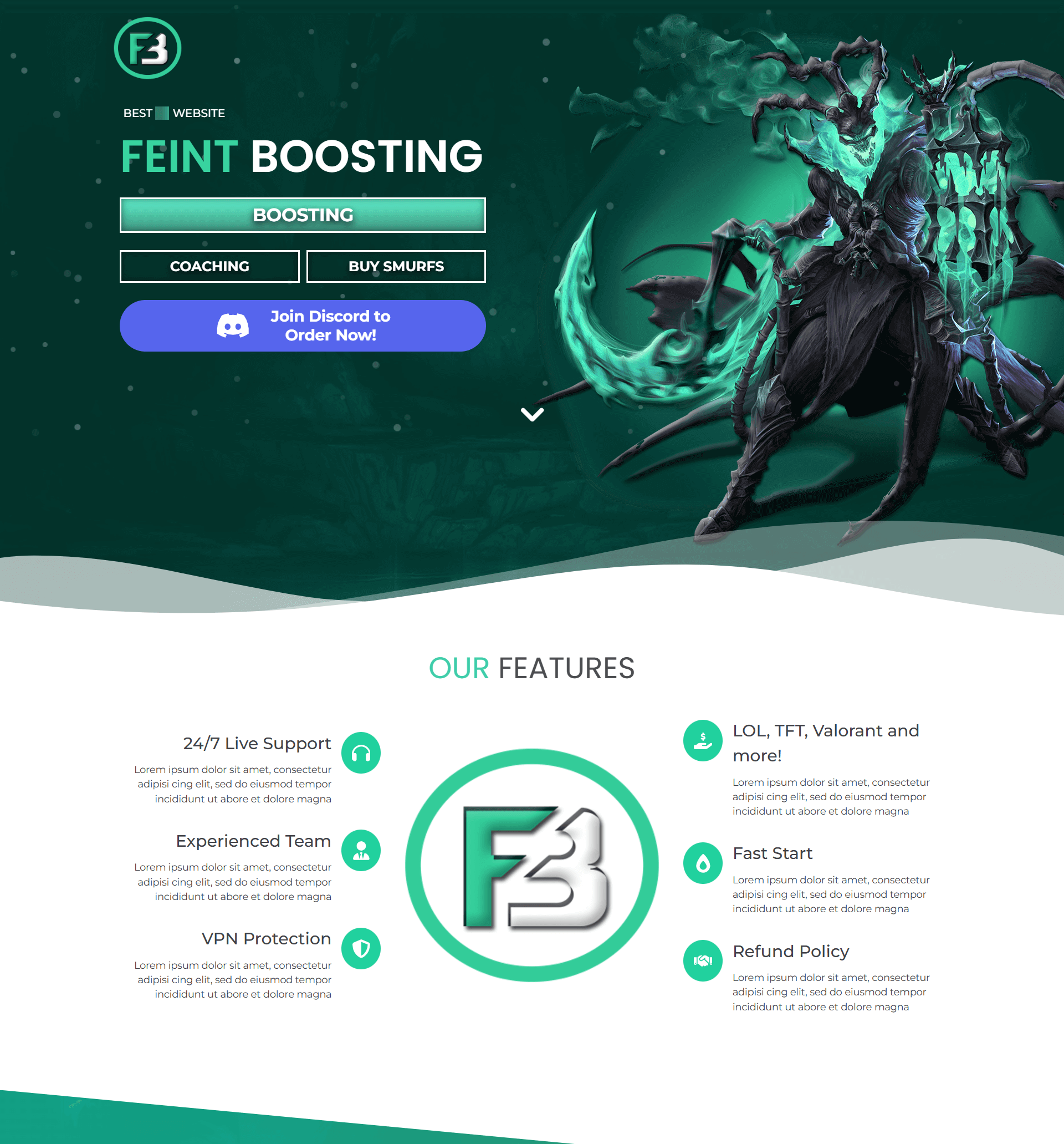 Feint Boosting Front end project Custom html landing page design services soft ranges