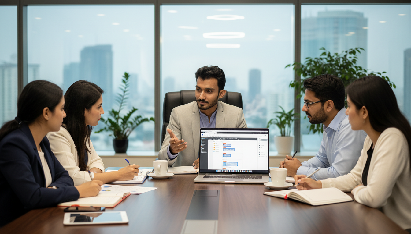 Soft Ranges Founder M Javaid Anwar WordPress website development services project Disscusion with team